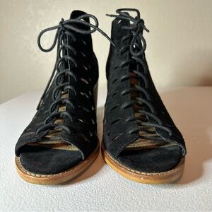 Gianni Bini Black Lace Up Boots with Suede Finish